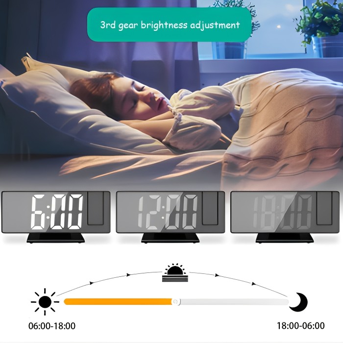 1pc Multifunctional Digital Alarm Clock with Large LED Screen for Bedroom - Projects Time and Alarm with Ease