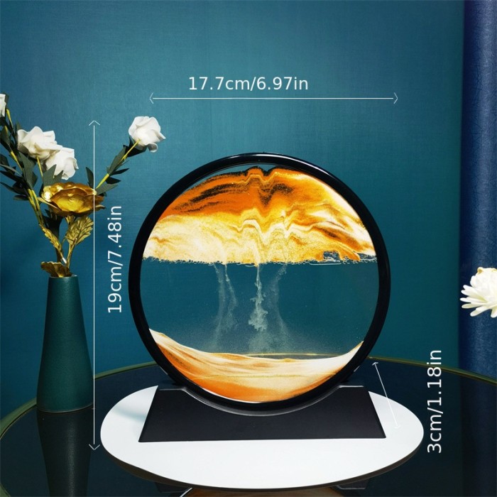 3D Deep Sea Sandscape In Motion Display Flowing Sand Frame Relaxing Desktop Home Office Work Decor,Christmas Gift