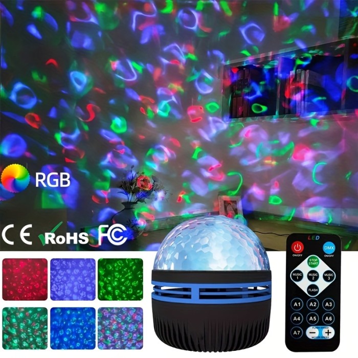 1pc Starry Projector Light With 7 Color Patterns & Remote Control, LED Mini Star Light