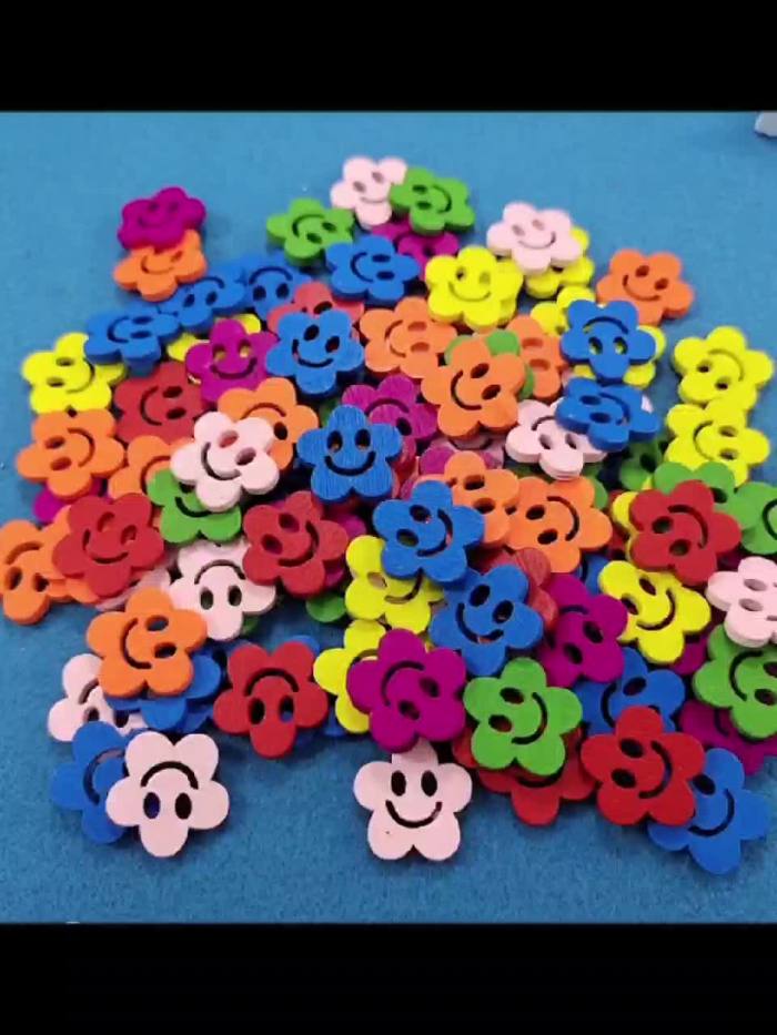 40pcs, Mixed Color 1.9CM\u002F0.75inch Flower Shape Two Eyes  Wooden Buttons For Children's Clothing Sewing Accessories DIY Supplies, DIY Clothing Decoration, Jute Ribbon Rope Cord DIY Wedding Jute Twine Crafts Gift Party Decor