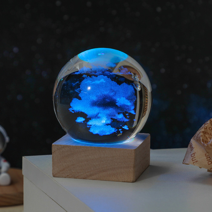 1pc Cosmos Series Crystal Ball Night Lights, Milky Way, Moon, Desktop Bedroom Small Ornaments, Creative  Valentine's Day Gifts Birthday Gifts