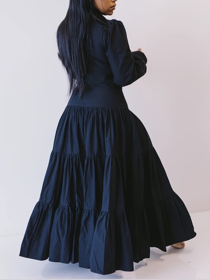 Women's Dresses Solid Color Lapel Long Sleeve Slim Fashion Maxi Dresses