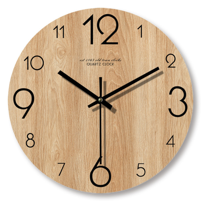 1pc Wooden Wall Clock, Frameless Non-Ticking Silent Hanging Wall Watch, Nordic Decorations For Living Room Bedroom Home