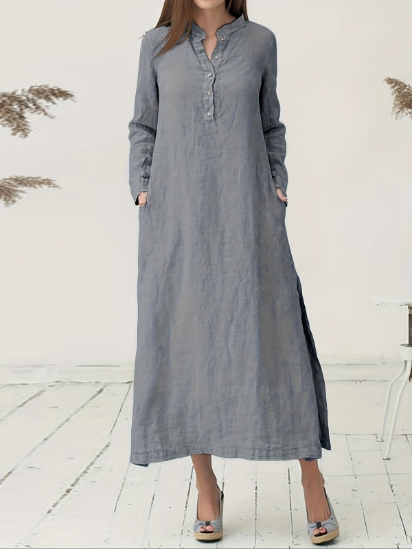Long Sleeve High Neck Dress, Loose Casual Dress For Spring & Fall, Women's Clothing