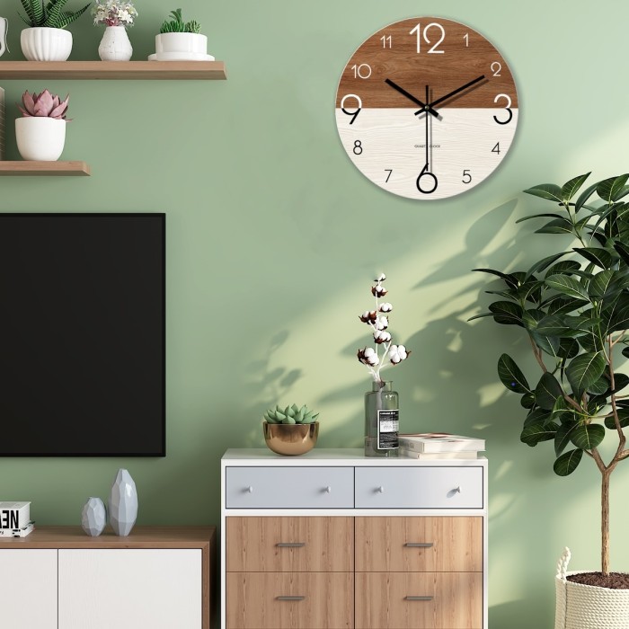 1pc Wooden Wall Clock, Frameless Non-Ticking Silent Hanging Wall Watch, Nordic Decorations For Living Room Bedroom Home