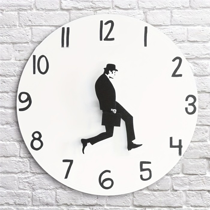 1pc British Comedy Inspired Ministry Of Silly Walk Wall Clock Comedian Home Decor Novelty Wall Watch Funny Walking Silent Mute Clock 30cm\u002F11.81inch, (Not Included Battery)
