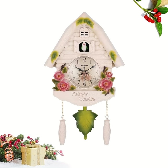 1pc, Cuckoo Clock Birdhouse Wall Clock With Natural Bird Voices - Day And Hourly Alarm, Resin Pendulum Quartz Wall Clock For Gift, Home Decor, Office, And Living Room Decoration(No Battery)
