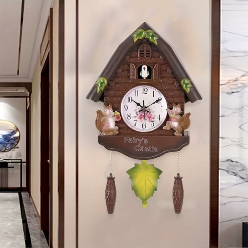 1pc, Cuckoo Clock Birdhouse Wall Clock With Natural Bird Voices