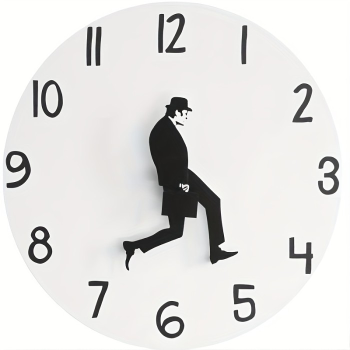 1pc British Comedy Inspired Ministry Of Silly Walk Wall Clock Comedian Home Decor