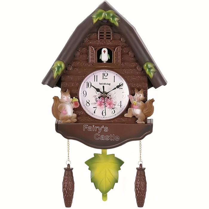 1pc, Cuckoo Clock Birdhouse Wall Clock With Natural Bird Voices - Day And Hourly Alarm, Resin Pendulum Quartz Wall Clock For Gift, Home Decor, Office, And Living Room Decoration(No Battery)