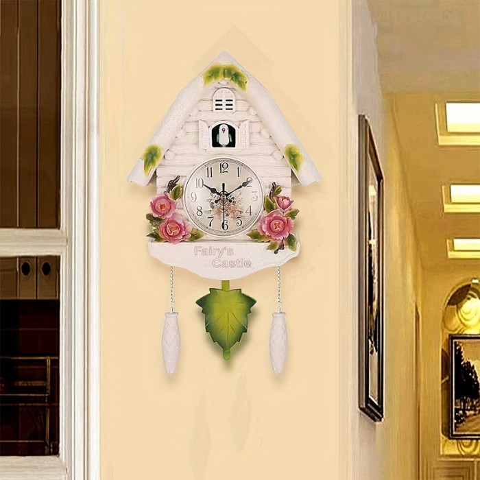 1pc, Cuckoo Clock Birdhouse Wall Clock With Natural Bird Voices