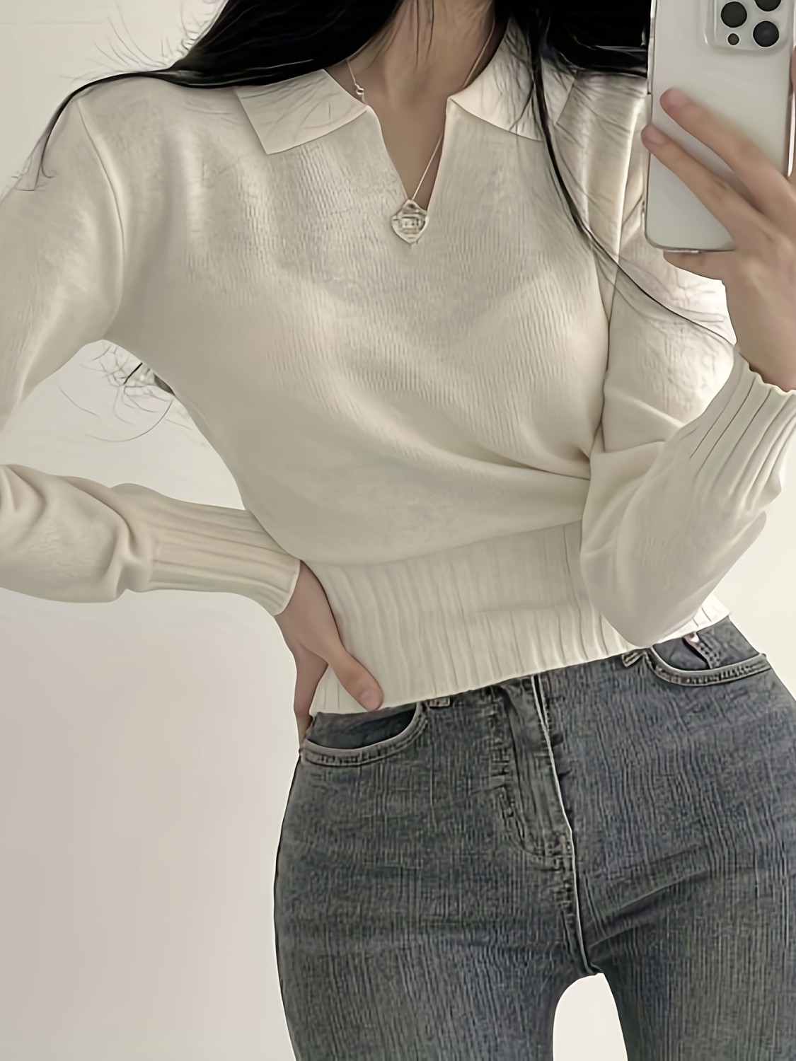 Casual Solid Color Oblique Collar Sweaters main image 1