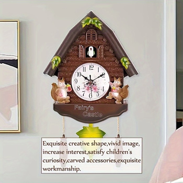 1pc, Cuckoo Clock Birdhouse Wall Clock With Natural Bird Voices