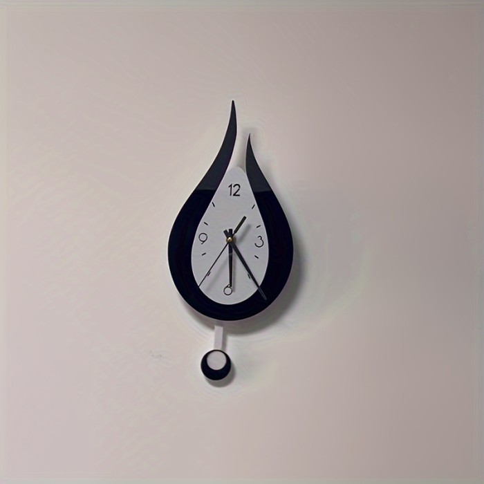 1pc Water Drop Modern Simple Creative Swing Wall Clock, Household Living Room Decor Silent Bedroom European Wall Clock