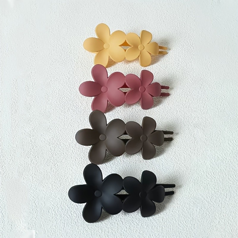 4pcs Matte Flower Hair Clips Back Head Hair Clips Solid Color Hair Clips Hair Accessories For Women