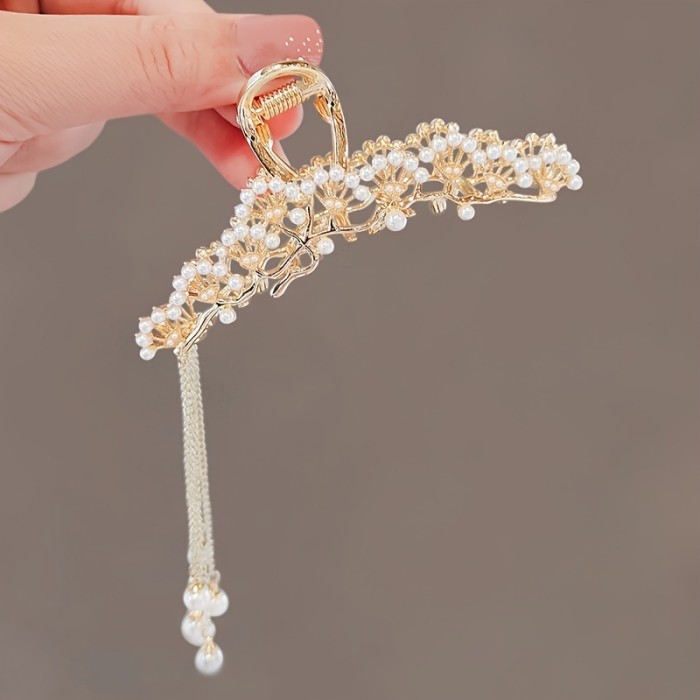Stylish Faux Pearl Hair Clip with Strong Hold and Nonslip Grip - Perfect Fashion Accessory for Women