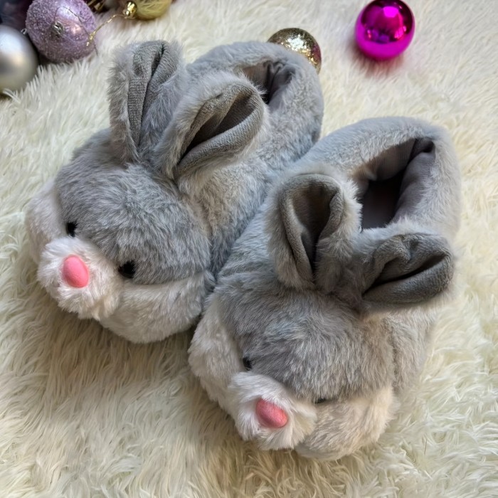 Cute Cartoon Bunny Plush Slippers, Cozy & Warm Slip On Fuzzy Shoes, Winter Home Novelty Slippers