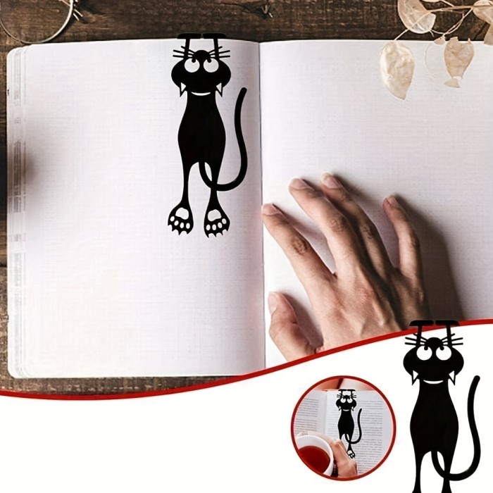 1pc, Acrylic Creative Hollow Kitten Bookmark Black Kitten Hanging Bookmark, Party Decoration Gifts, Party Favors, Graduation Gifts
