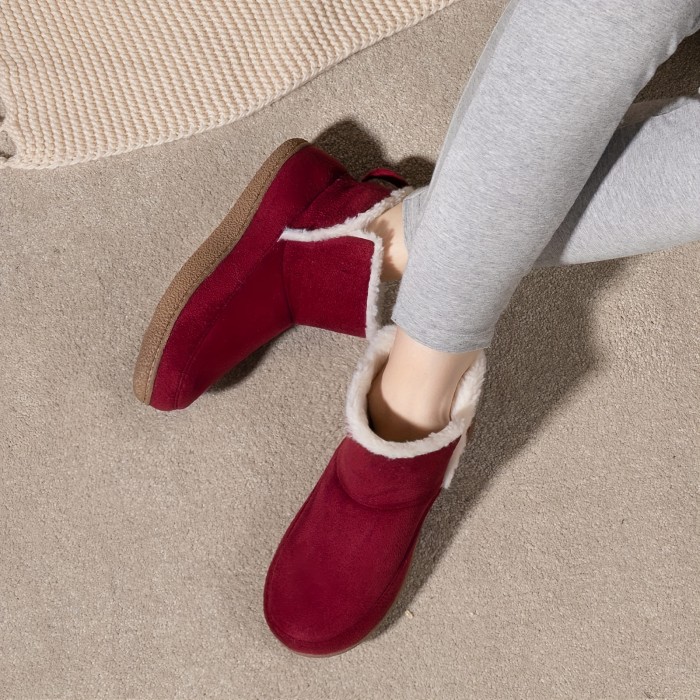Women's Fleece Liner Fuzzy Indoor Outdoor Slippers, Cute Slip On Solid Comfort Warm Women's Shoes
