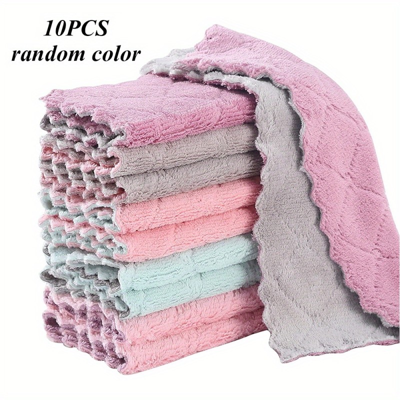 10\u002F20pcs Kitchen Towels And Dishcloths Rag Set 9.4in*5.5in Small Dish Towels For Washing Dishes Dish Rags For Everyday Cooking Baking-Random Color