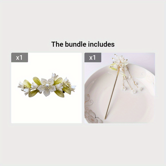 Faux Pearl Hair Clip Flower Spring Clip Lily Of The Valley Flower Barrette Duck Billed Clip Headwear Hair Accessories
