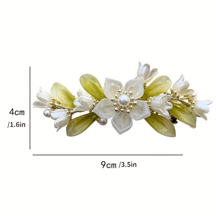 Faux Pearl Hair Clip Flower Spring Clip Lily Of The Valley Flower Barrette Duck Billed Clip Headwear Hair Accessories