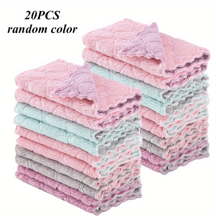 10\u002F20pcs Kitchen Towels And Dishcloths Rag Set 9.4in*5.5in Small Dish Towels For Washing Dishes Dish Rags For Everyday Cooking Baking-Random Color