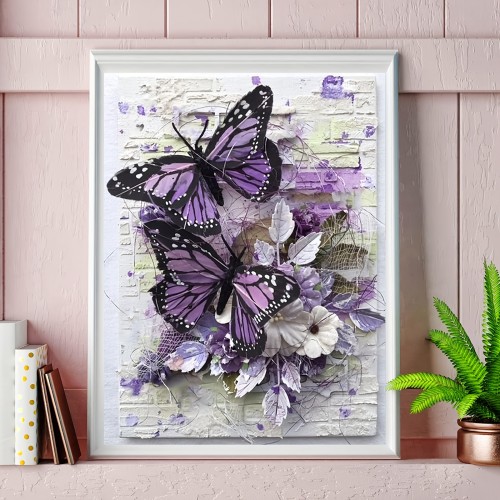 Full Gem Diamond Art Animals Butterfly Rhinestone Painting With Diamonds Pictures Arts And Crafts For Home Wall Decor 12x16 Inch