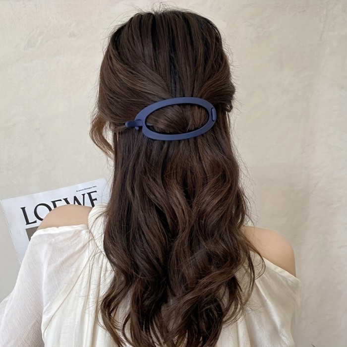 4pcs Hollow Ellipse Barrette Simple Style Hair Clip For Ponytail Women Girls Elegant Hair Accessories