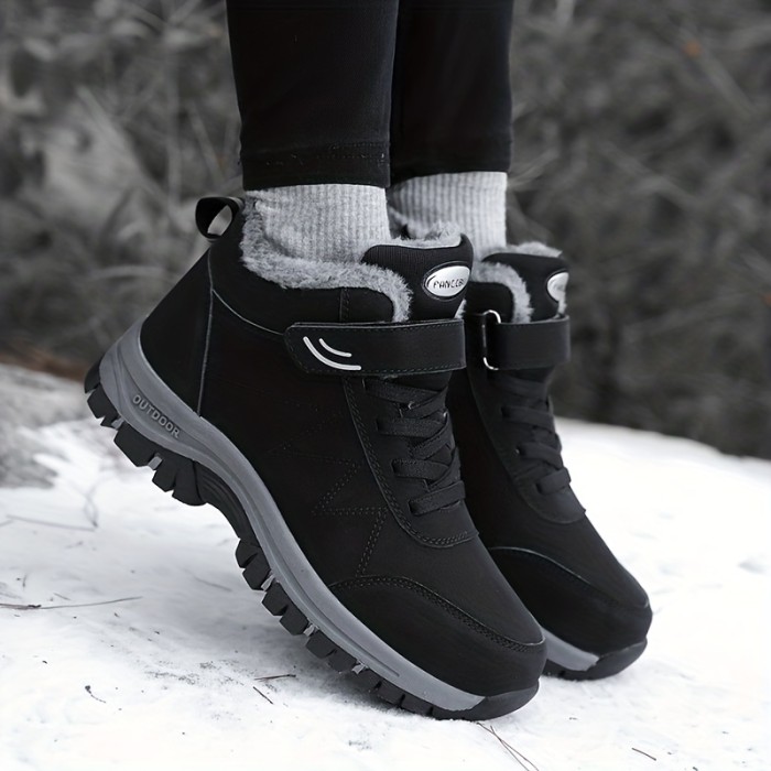 Women's Casual Winter Warm Hiking Boots, Waterproof Non-slip Outdoor Boots, Wear-resistant Lace Up Boots Shoes