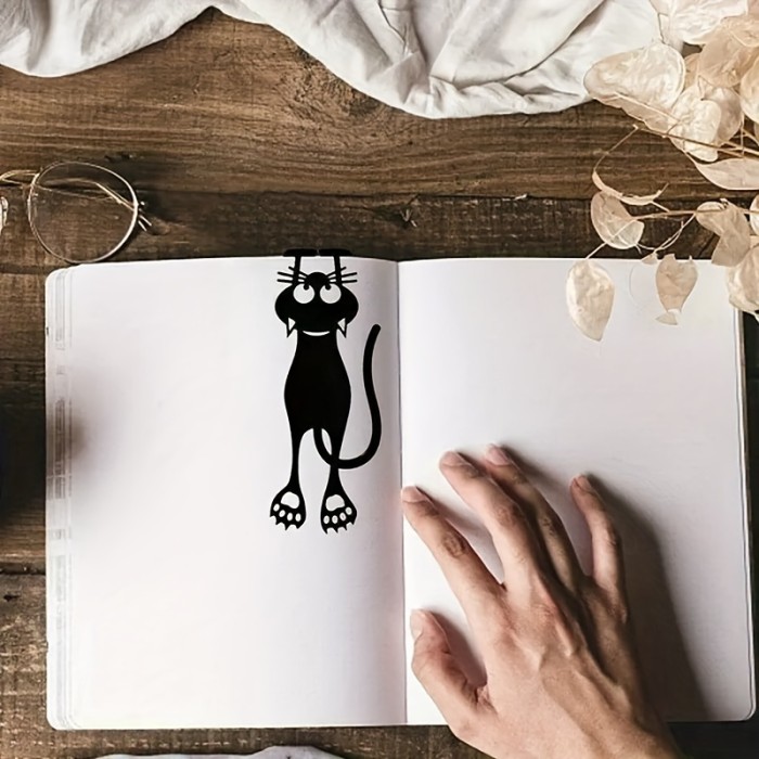 1pc, Acrylic Creative Hollow Kitten Bookmark Black Kitten Hanging Bookmark, Party Decoration Gifts, Party Favors, Graduation Gifts