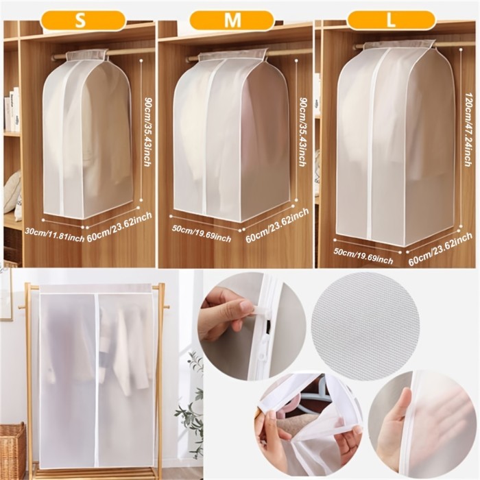 Lightweight Closet Storage Bags Translucent Dustproof Waterproof Hanging Clothing Storage Bag