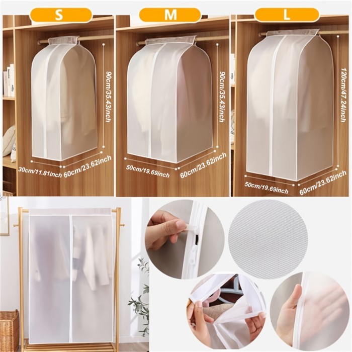 Lightweight Closet Storage Bags Translucent Dustproof Waterproof Hanging Clothing Storage Bag