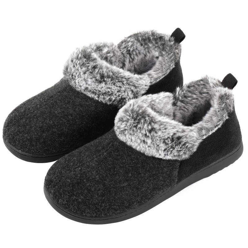 Women's Cozy Plush Household Shoes, Fuzzy Fleece Liner Package Heel Memory Foam Slip-on Shoes, Women's Footwear