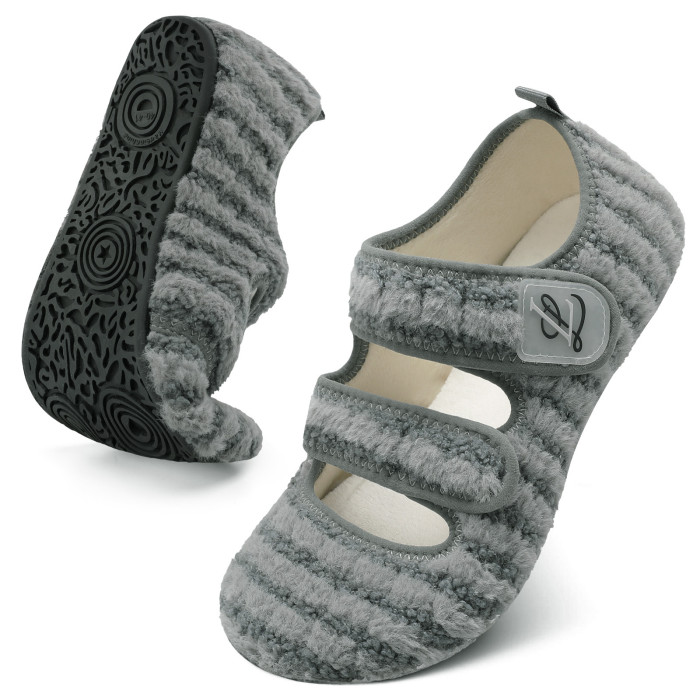 Women's Plush Flat Shoes, Closed Toe Warm Shoes, Comfort Indoor & Outdoor Slippers