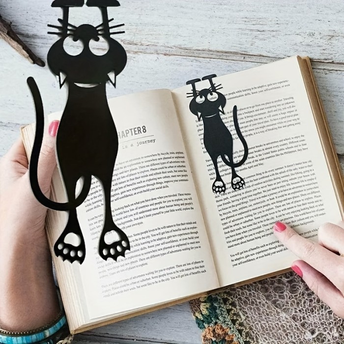 1pc, Acrylic Creative Hollow Kitten Bookmark Black Kitten Hanging Bookmark, Party Decoration Gifts, Party Favors, Graduation Gifts
