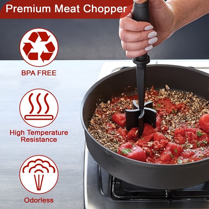 1pc Meat Chopper, Meat Shredder, Heat Resistant Pulverizer Suitable For Hamburger Meat Ground Beef Smasher Shredder Top-Quality Meat Masher Grinder For Crafting Burgers, Beef, Turkey, And More