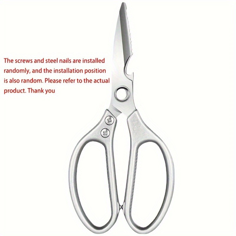 1pc Professional 8.5-inch Stainless Steel Kitchen Scissors with Aluminum Alloy Handle - Perfect for Cutting Chicken Bones and More