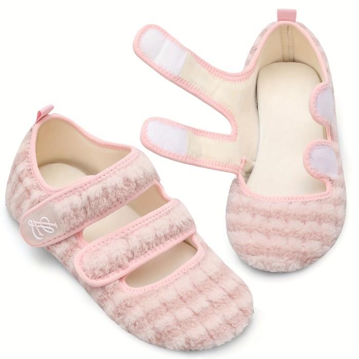 Women's Plush Flat Shoes, Closed Toe Warm Shoes, Comfort Indoor & Outdoor Slippers