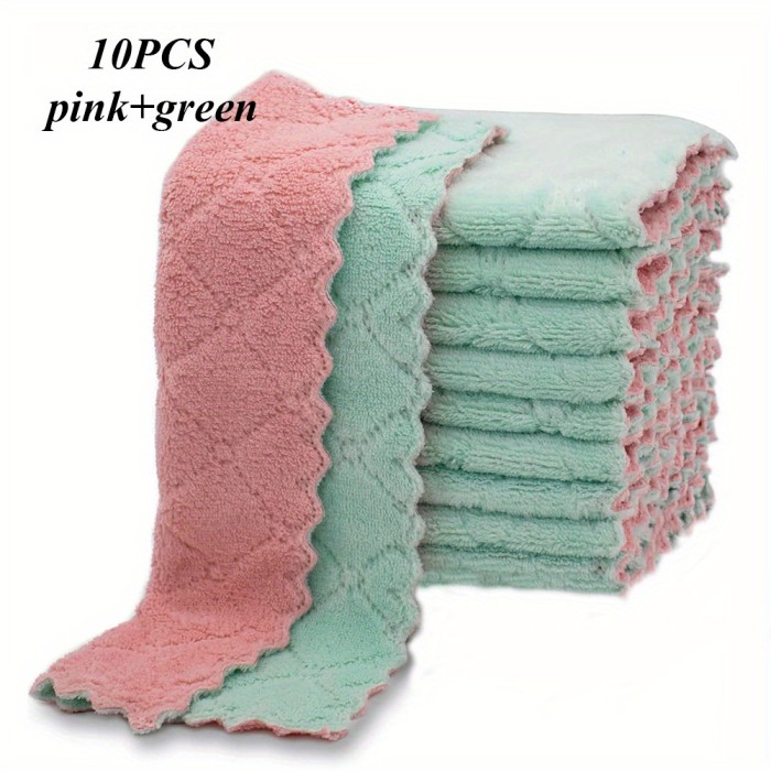 10\u002F20pcs Kitchen Towels And Dishcloths Rag Set 9.4in*5.5in Small Dish Towels For Washing Dishes Dish Rags For Everyday Cooking Baking-Random Color