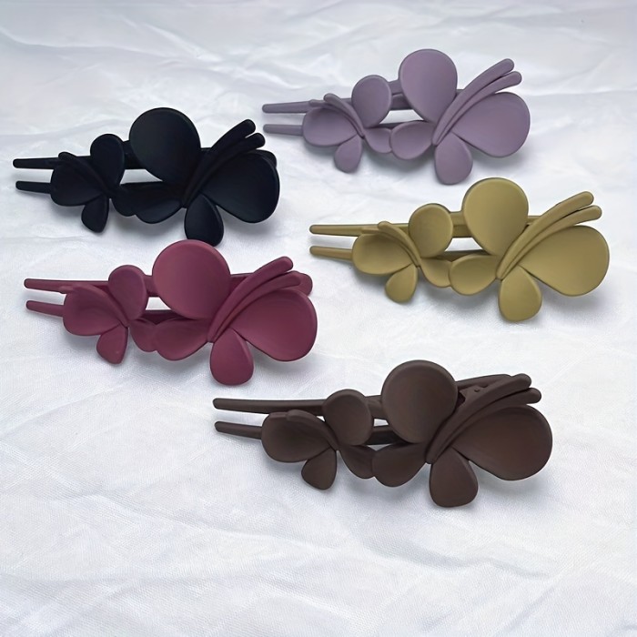 5pcs Cute and Sweet Frosted Butterfly Hair Clips for Women and Girls - Perfect for Ponytails and Hair Accessories