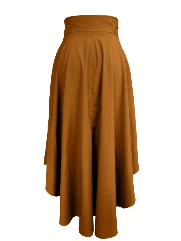 Pleated Ruffle Hem Tied Skirt, Casual Skirt For Spring & Summer, Women's Clothing