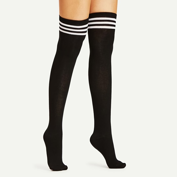 2pairs Womens Thigh High Socks Striped Over The Knee Socks Long Knee High Socks For Women