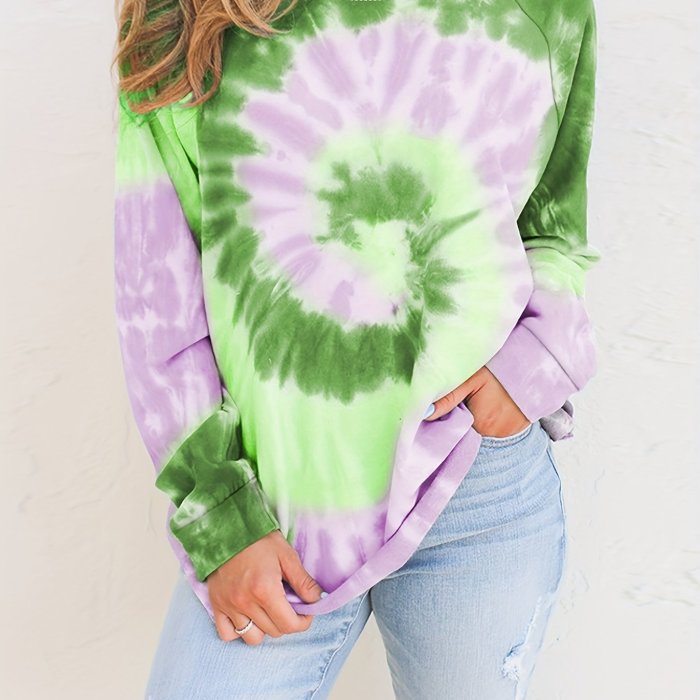Women's Loose Tie Dye Top, Long Sleeve Crew Neck T-Shirts, Casual Every Day Tops, Women's Clothing