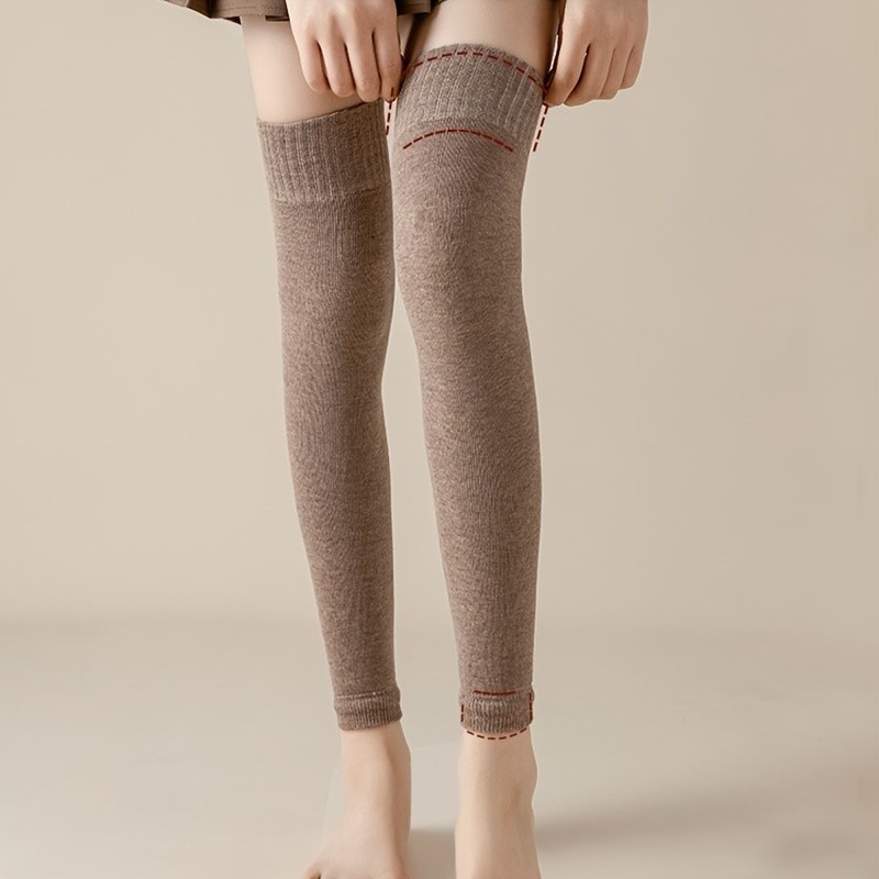 Thick & Warm Knit Leg Warmers, Simple Comfy Terry Socks, Women's Stockings & Hosiery