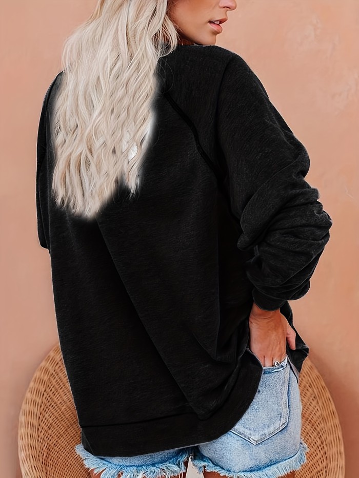 Mushroom Print Sweatshirt, Long Sleeve Crew Neck Pullover Sweatshirt, Casual Tops For Fall & Winter, Women's Clothing
