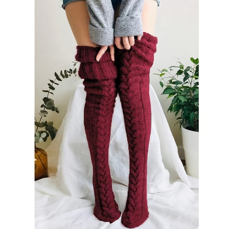 Knit Leg Stocking Thigh Long Warmers Knee Cable Women Boot Socks Over Socks For Women