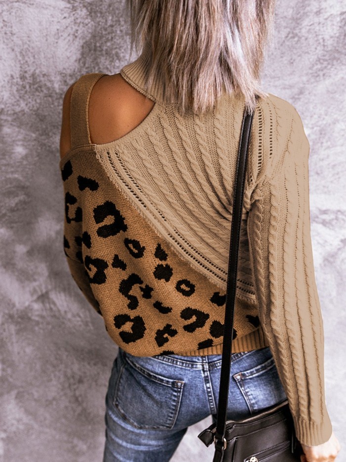 Women's Sweater Khaki Asymmetrical Buckle Sweater