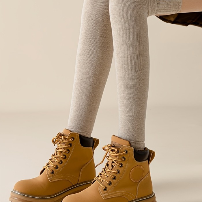 Thick & Warm Knit Leg Warmers, Simple Comfy Terry Socks, Women's Stockings & Hosiery