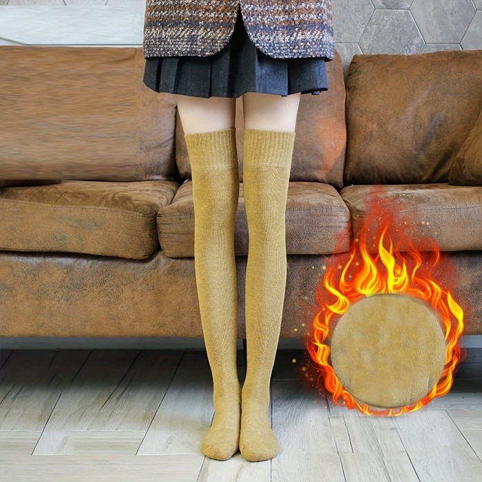 Women's Thigh High Socks Knit Warm Thick Tall Long Boot Stockings Leg Warmers Over Knee JK Style Stockings Calf Socks